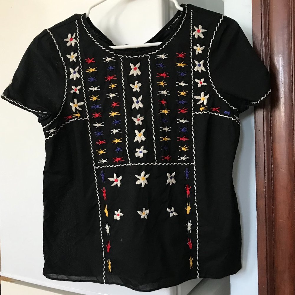 MADEWELL Embroidered Tie-Back Cutout Top